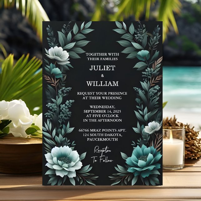 Invitación Ese Boda verde oscuro de la planta de los jardines (Subido por el creador)