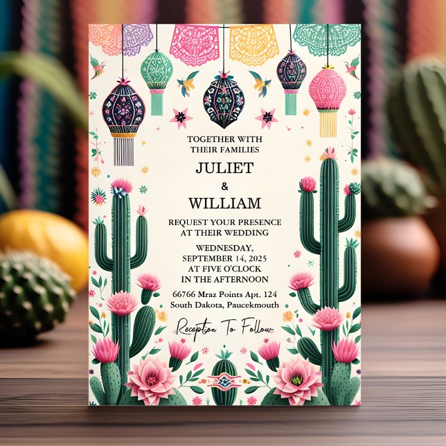 Invitación Ese elegante Boda floral mexicano de Fiesta Cactus (Subido por el creador)