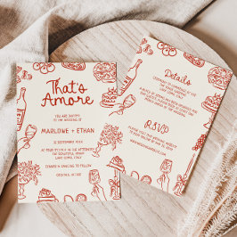 Invitación Ese es un Boda más rojo ilustrado
