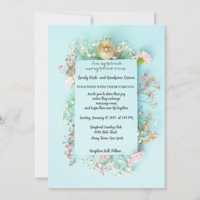 Invitación Esfera De Oro Con Estrella De David Judío (Anverso)