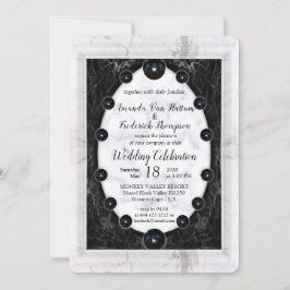 Invitación Esferas opulentas de mármol blanco y negro