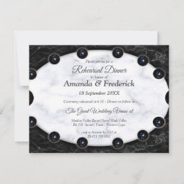 Invitación Esferas opulentas de mármol blanco y negro