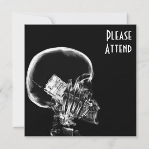 INVITACIÓN ESKELETON DE RAYO X EN TELÉFONO CELULAR NEGRO Y BL