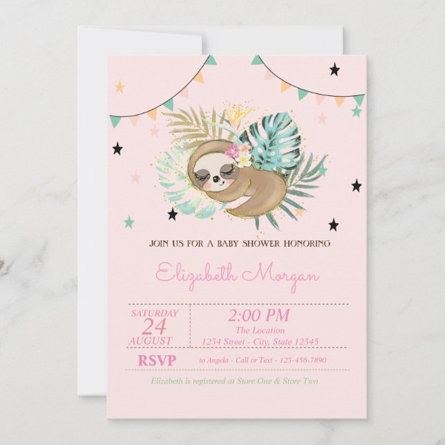 Invitación Eslora Durmiente Trópica Sale Baby Shower (Anverso)