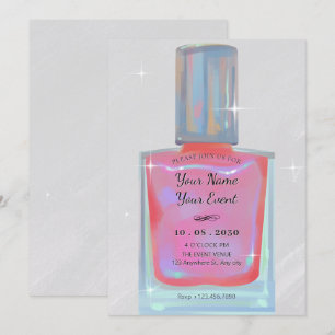 Invitación Esmalte de uñas de glamour rosa