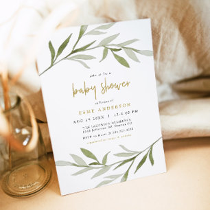 Invitación ESME Bohemian Greenery & Gold Baby Shower