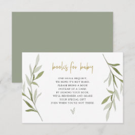 Invitación ESME Greenery Gold Baby Shower Books para bebé