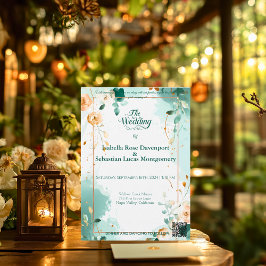 Invitación Esmeralda bohemia minimalista y Boda de oro Rosa
