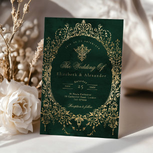 Invitación Esmeralda del Ornato Verde Esmeralda y Boda del Re