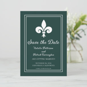 Invitación Esmeralda Green Fleur de Lis Save the Date Invite