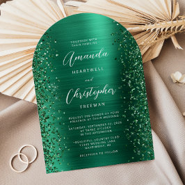 Invitación Esmeralda Green Glam Brushed Arch Boda