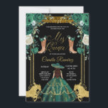 Invitación Esmeralda Green & Gold Charra Mis Quince<br><div class="desc">Invitación de la Princesa Esmeralda Verde y Oro Charra Mis Quince</div>