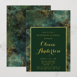 Invitación Esmeralda Green & Gold Fleck Bridesmaids Luncheon