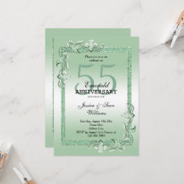 Invitación Esmeralda Joya y Brillo 55 Aniversario de Boda