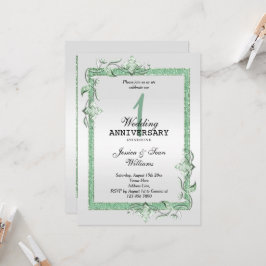 Invitación Esmeralda Joya y Brillo y Platino Primeras Bodas