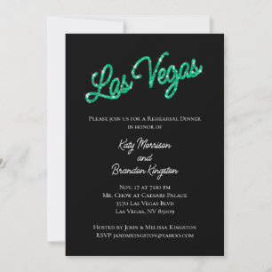 Invitación Esmeralda Las Vegas Sparkles Ensayo Cena