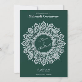 Invitación Esmeralda plateada personalizable Mehendi Henna In