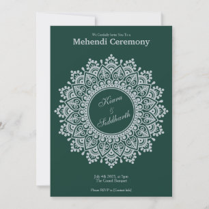Invitación Esmeralda plateada personalizable Mehendi Henna In