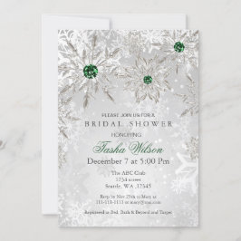 Invitación Esmeralda plateada Snowflakes Wind Bridal Shower