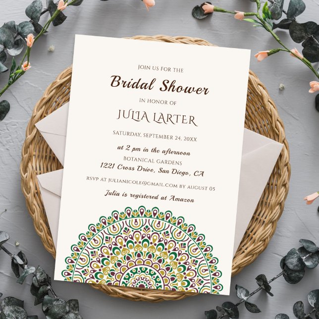 Invitación Esmeralda Selva Amazónica Silvestre Mandala Ducha  (Subido por el creador)