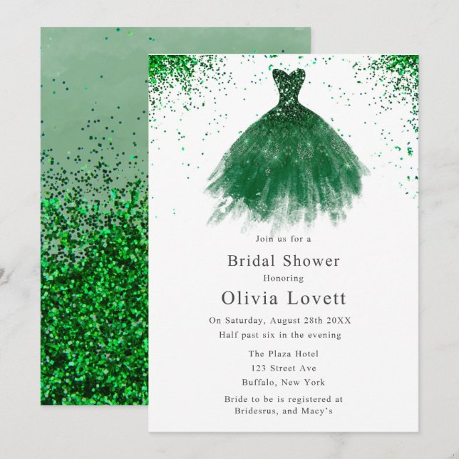 Invitación Esmeralda verde dama de honor vestido de novia duc (Anverso / Reverso)