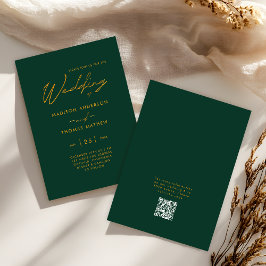 Invitación Esmeralda Verde Dorado Tipografía Moderna RSVP Bod