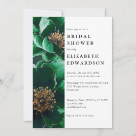 Invitación Esmeralda Verde Elegante Floral Código QR Ducha de