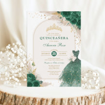 Esmeralda Verde Floral Quinceañera Princesa Vestid