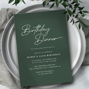Invitación Esmeralda verde forestal Cena de cumpleaños de t