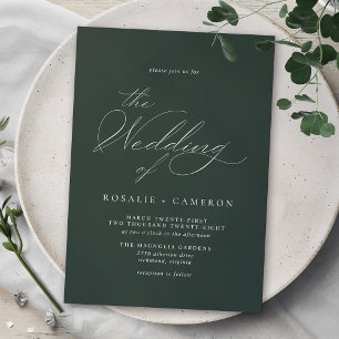 Invitación Esmeralda verde forestal Delicado Boda de guione