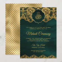 Esmeralda Verde Hoja de Oro Encaje Islámico Mehndi