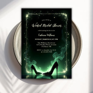 Invitación Esmeralda Verde Magnífica Witch Bridal Shower