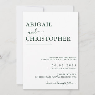 Invitación Esmeralda Verde Romántico Detalles simples en retr