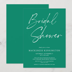 Invitación Esmeralda Verde Sencillo Elegante Ducha Bridal