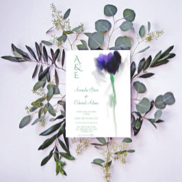 Invitación Esmeralda Verde Tulip Floral Monograma Boda