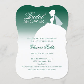 Invitación Esmeralda Verde Vestido Silhouette Bridal Shower