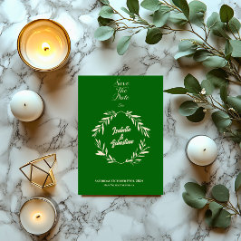 Invitación Esmeralda y Champagne Rombo Boda Salvar la Fecha