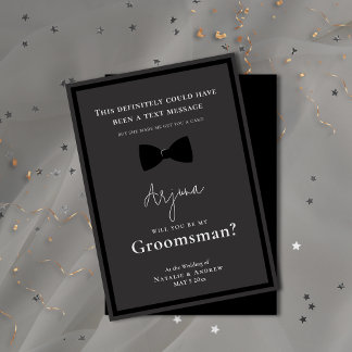 Invitación Esmoquin Clásico Negro Divertido Padrino de Boda