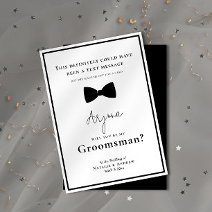 Invitación Esmoquin Clásico Negro y Blanco Gracioso Padrino