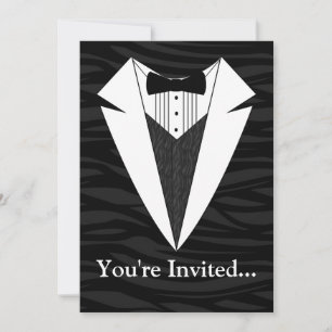 Invitación Esmoquin negro y blanco