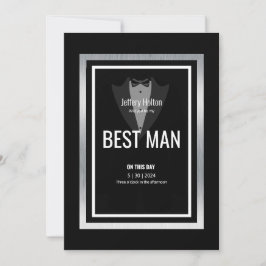 Invitación Esmoquin padrino negro y blanco tuxedo 