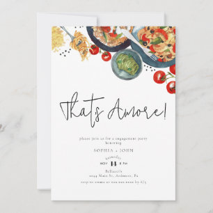 Invitación ¡Eso es amor! Acuarela de comida italiana para com