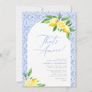 Invitación Eso es Amore Azulejo Azul Limón Despedida de Solte