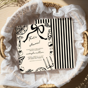 Invitación Eso es Amore Black diseño de comida a mano Despedi