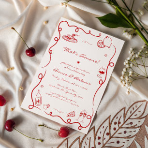 Invitación Eso es Amore Cena de Ensayo Italiana Dibujada a Ma