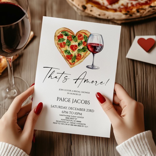 Invitación ¡Eso es Amore! Ducha de novia de vino de pizza ita (Subido por el creador)