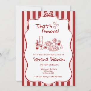 Invitación Eso es Amore Pizza Italiana de rayas para una duch