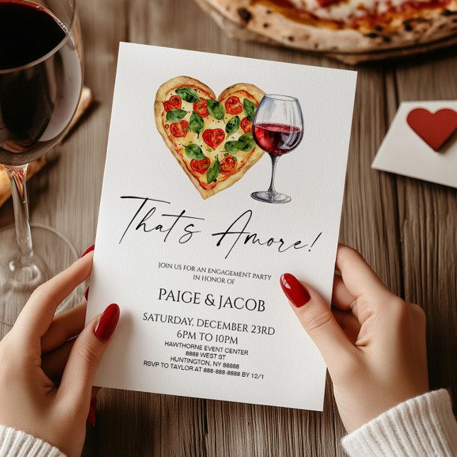 Invitación ¡Eso es Amore! Pizza Wine Boda Engagement Party (Subido por el creador)