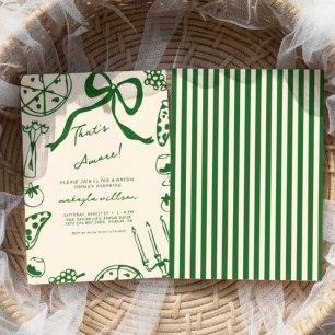 Invitación Eso es Amore verde mano dibujada Desayuno de novia