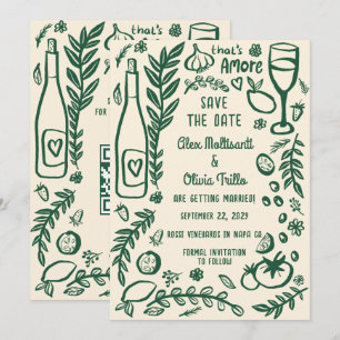 Invitación Eso es Comida Italiana Amore GUARDA LA FECHA QR Pe